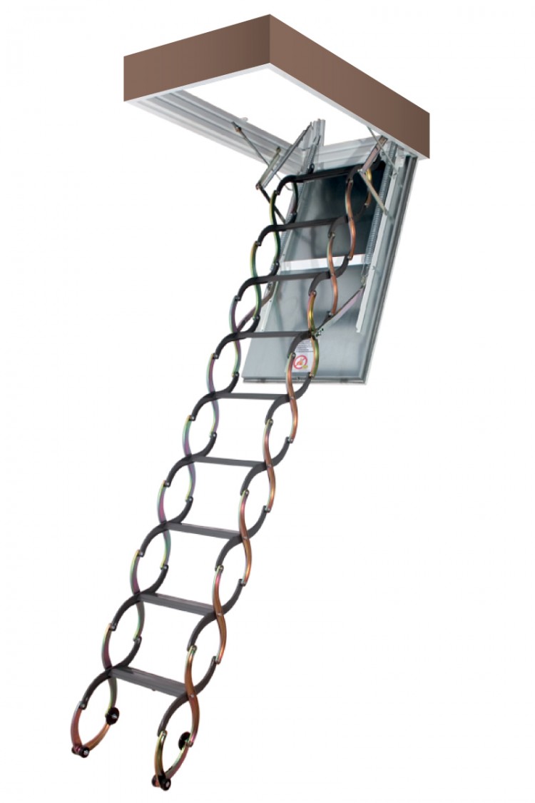 Ножничная чердачная лестница с огнестойким люком FAKRO LSF с доставкой.