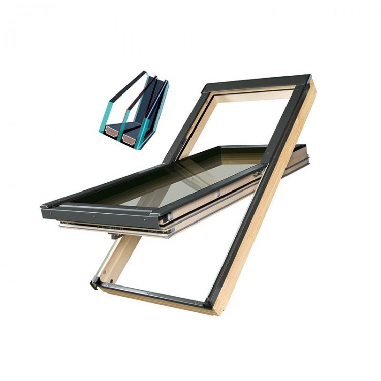 FAKRO FTT U6 Thermo деревянное мансардное окно двухкамерный стеклопакет с доставкой.